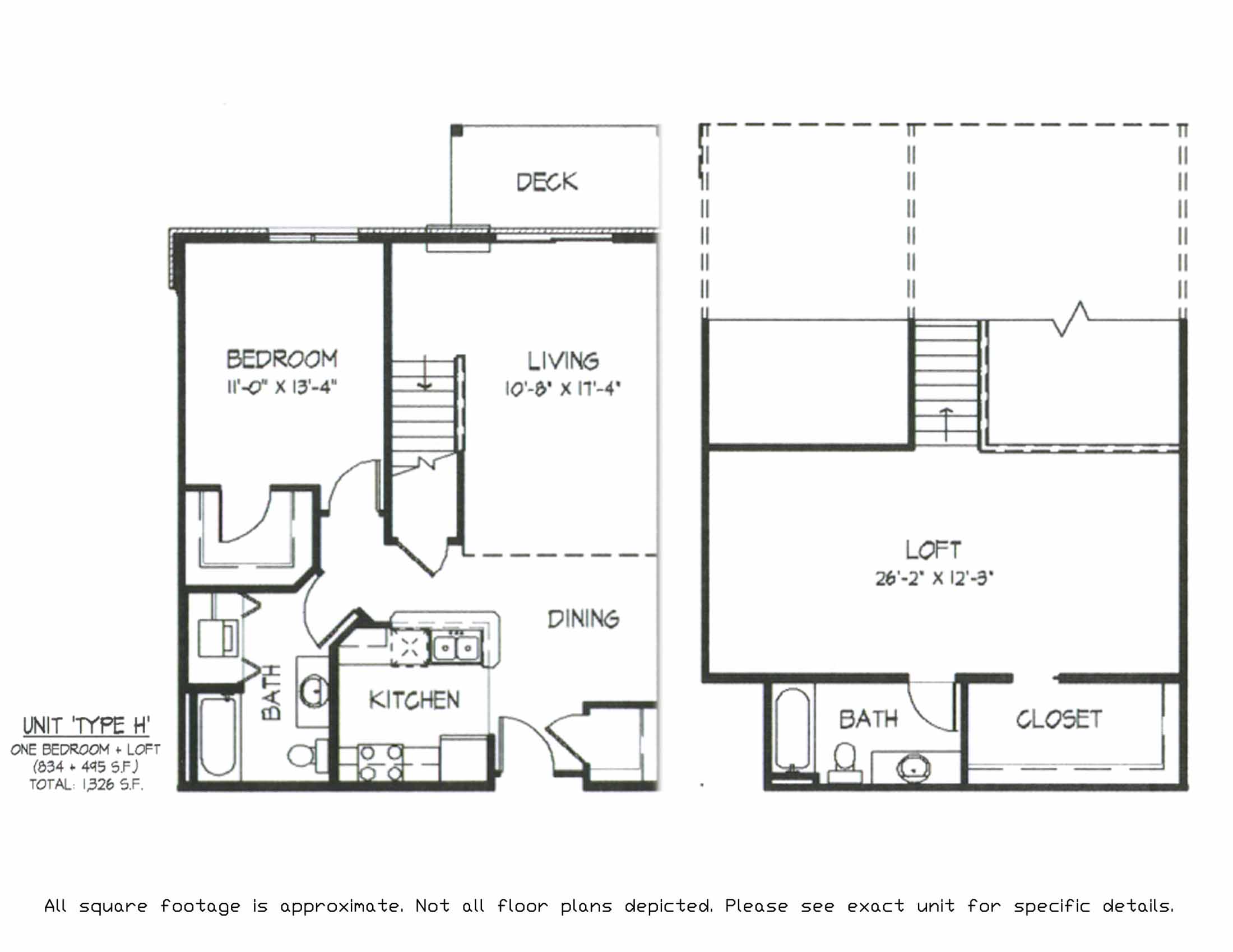Floor plan for 2 beds, 2 baths, 1325 sqft